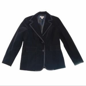 Coldwater Creek Velvet Ribbon Trim Blazer Black 10